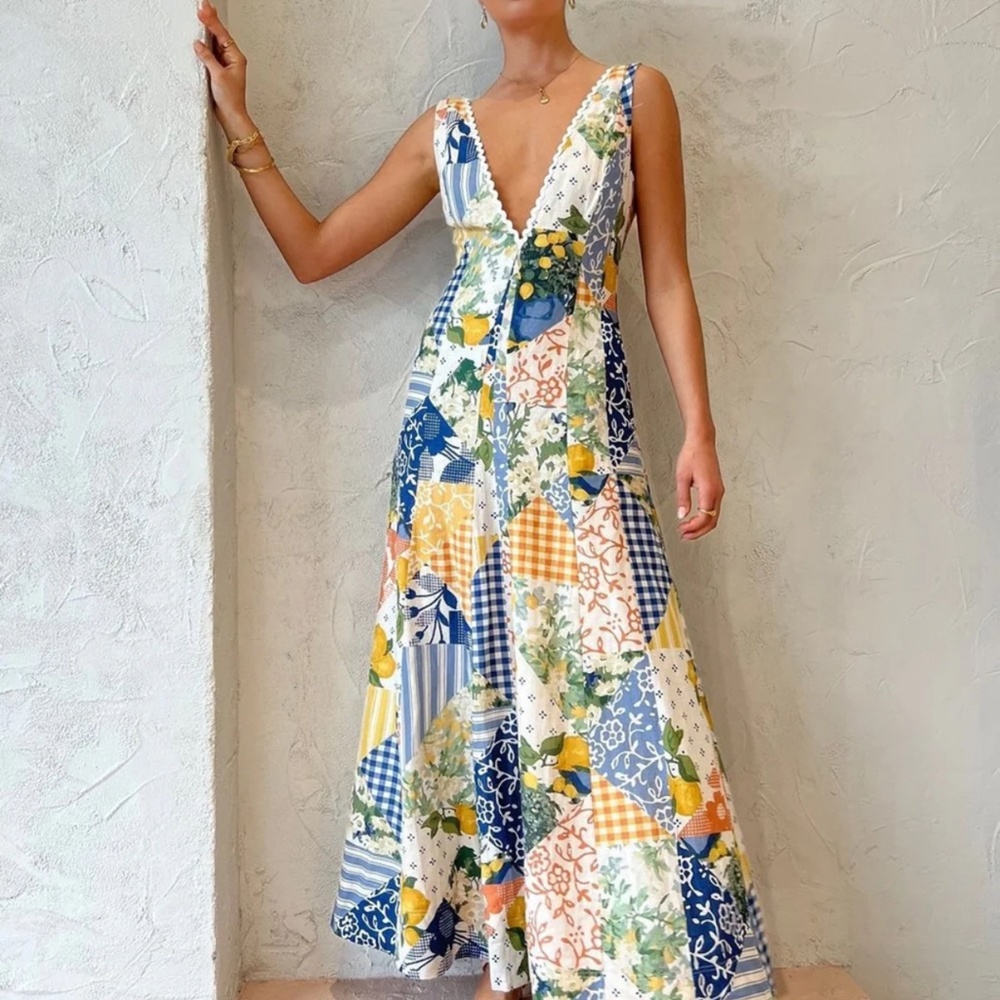 NWT Italian summer print long dress Sz: Small